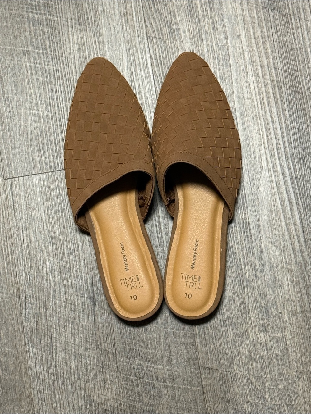 Time and Tru Woven Pointed Toe Mule in Brown NWOT